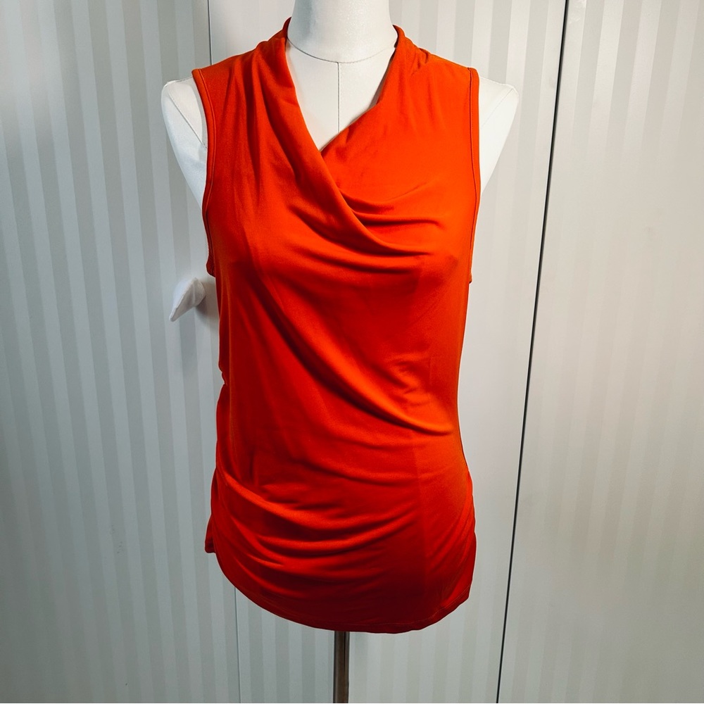 Calvin Klein orange tangerine side ruched tank top Size M